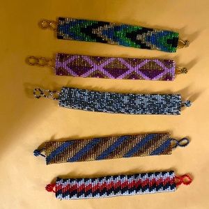 Handmade bracelets - multi-colored plastic beads